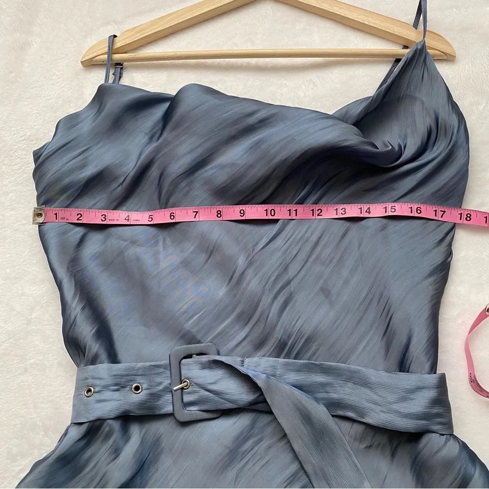 NWT Nasty Gal Belted Shimmery Mini Dress with a Frill Hem - Picture 11 of 13